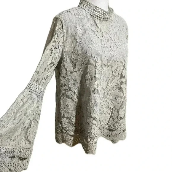NWOT Listicle lace gray/silver long sleeve top medium - Picture 5 of 13